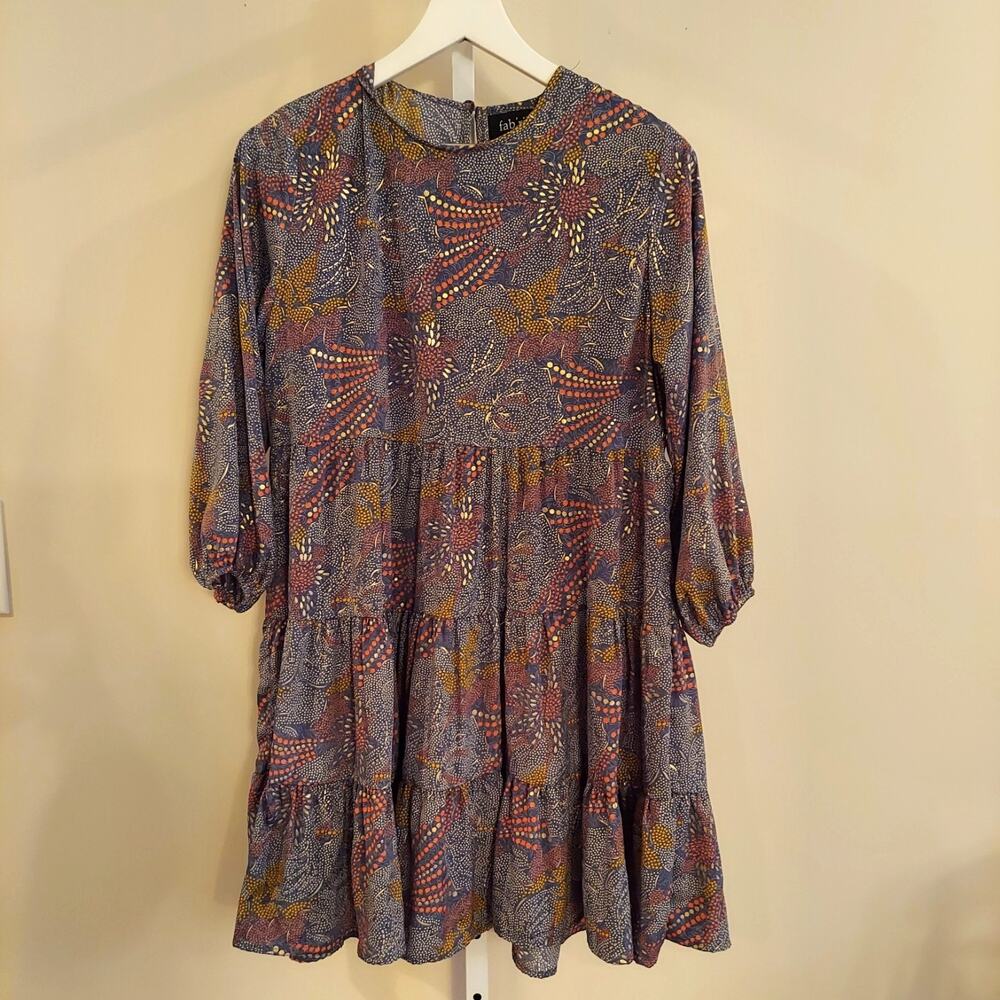 Fab'rik Dress Size Medium Tiered Ruffle Long Sleeve Boho Fairy
